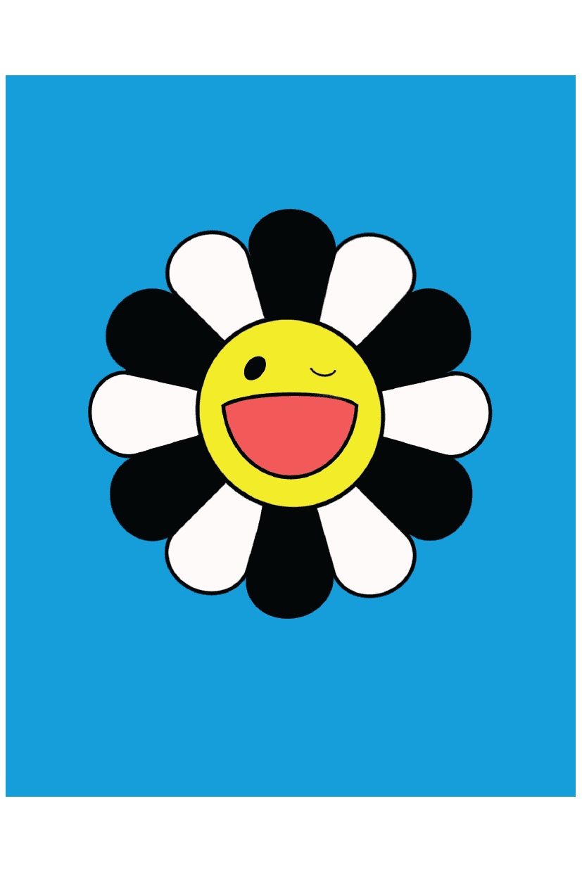 WINKY FLOWER BLUE WHITE BLACK POSTER - PosterFi