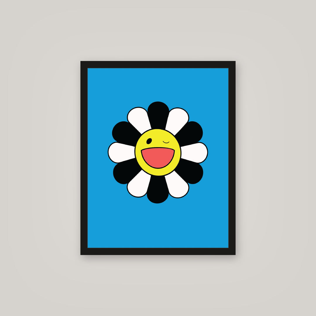 [auto-mockup] WINKY FLOWER BLUE WHITE BLACK POSTER - 16 x 20in.