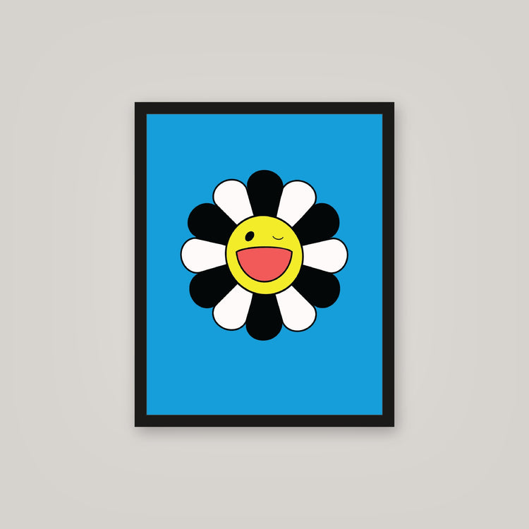 [auto-mockup] WINKY FLOWER BLUE WHITE BLACK POSTER - 16 x 20in.