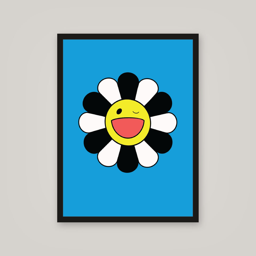 [auto-mockup] WINKY FLOWER BLUE WHITE BLACK POSTER - 18 x 24in.