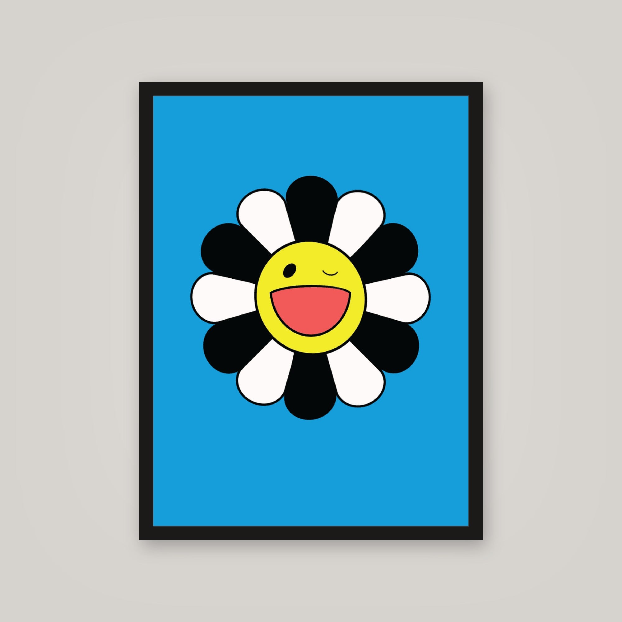 [auto-mockup] WINKY FLOWER BLUE WHITE BLACK POSTER - 18 x 24in.