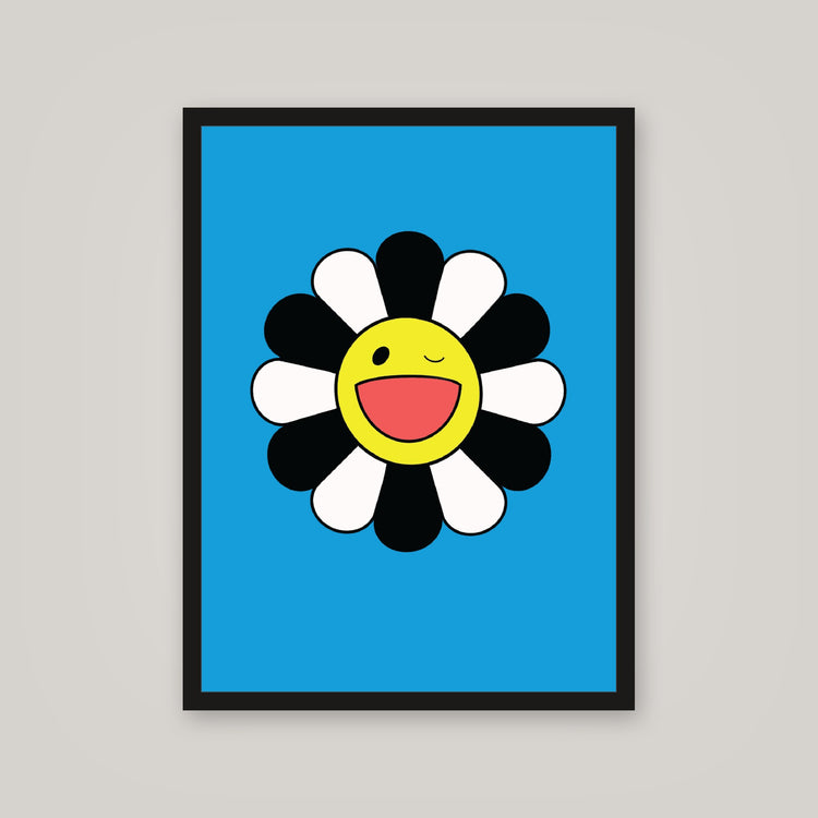 [auto-mockup] WINKY FLOWER BLUE WHITE BLACK POSTER - 18 x 24in.