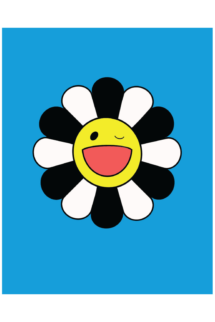 WINKY FLOWER BLUE WHITE BLACK POSTER - PosterFi